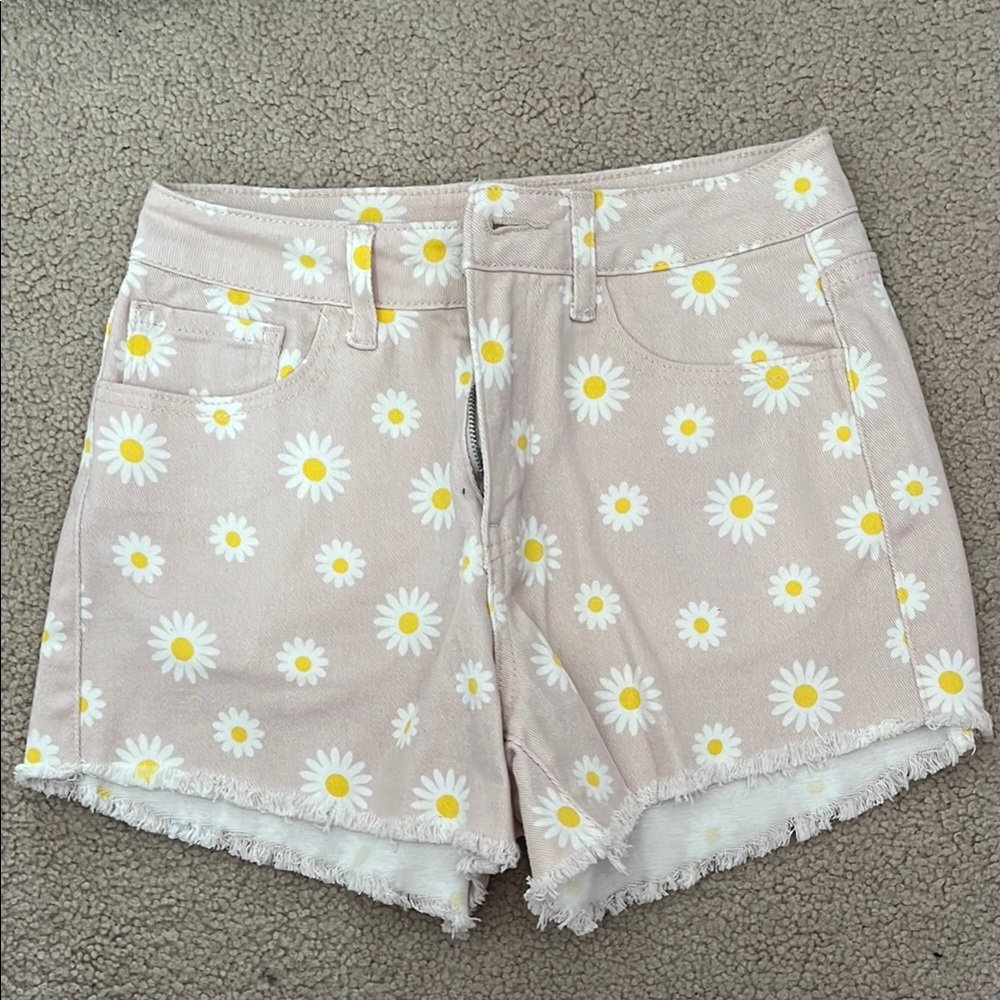 Altar’d State Daisy Print Denim Shorts